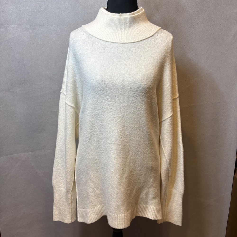 Free People Ottoman Slouchy Mock Neck Sweater Cream White XS OB888863